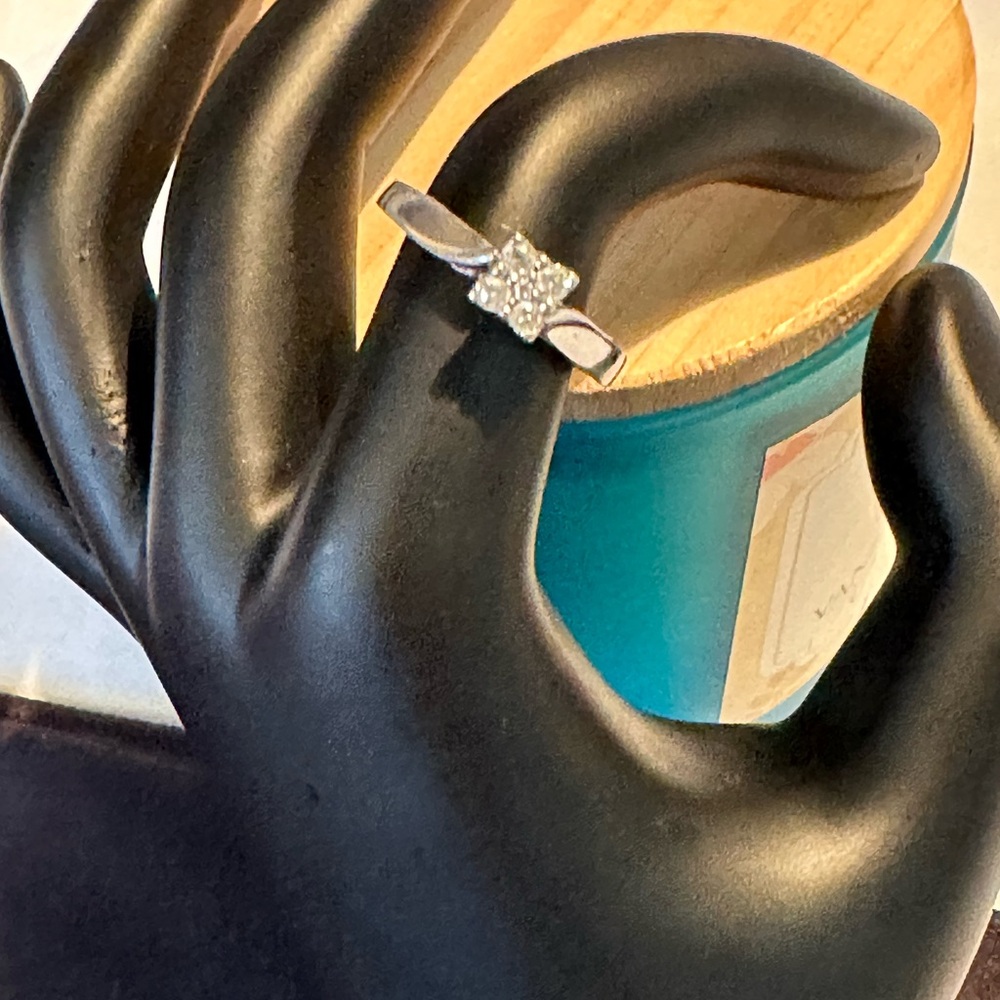 Silver diamond Cluster Engagement Ring